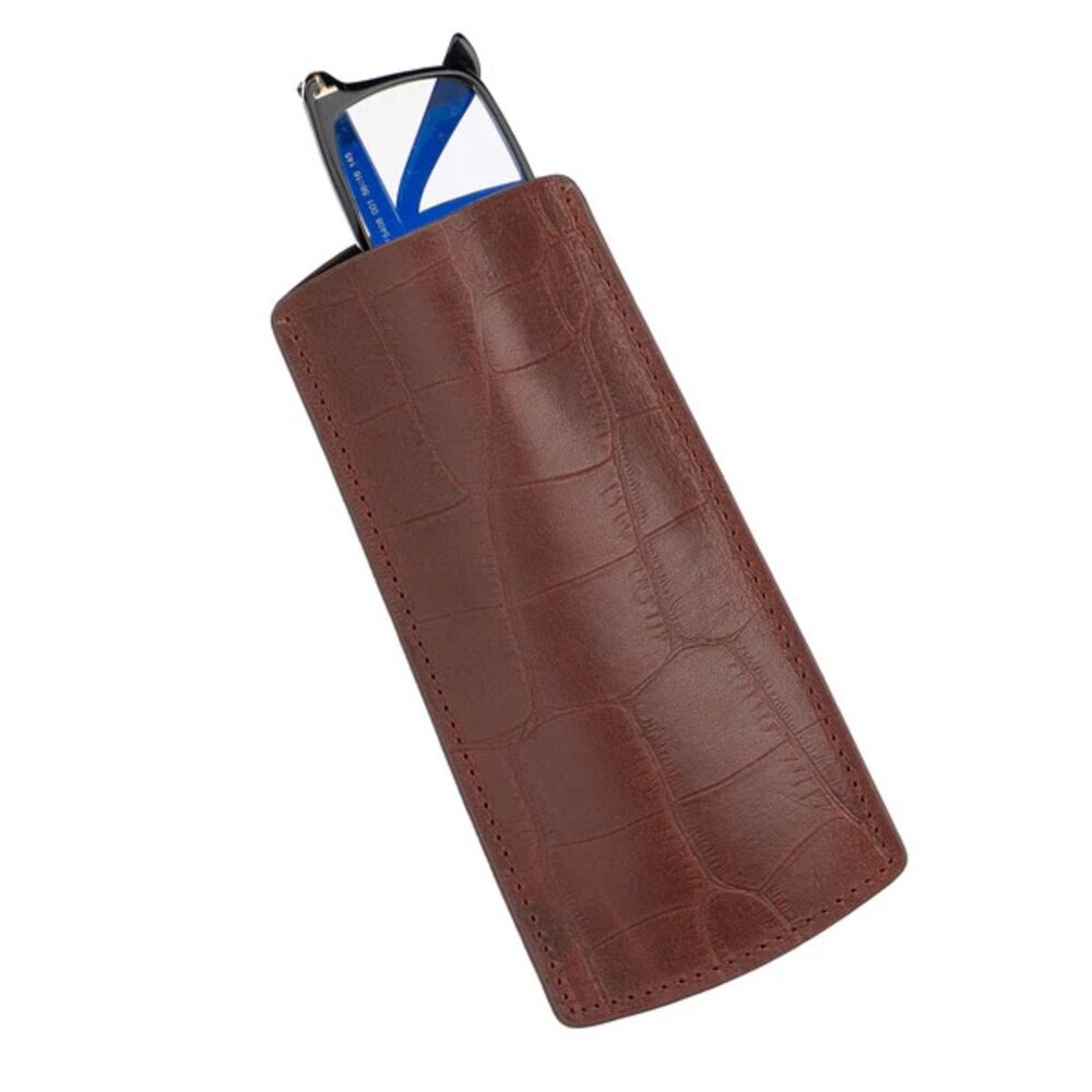Premium Calfskin Eyewear Case embossed in Alligator Style - Moroccan Red Color